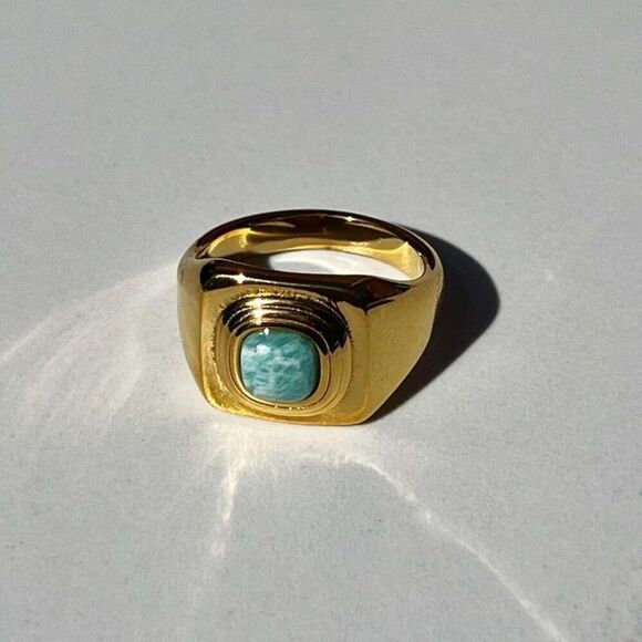 New! “Addie” Chunky Gold/Turquoise Ring - Picture 7 of 7